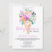 Bloemenschepijs waterverf baby shower per post kaart (Voorkant)