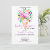Bloemenschepijs waterverf baby shower per post kaart (Staand voorkant)
