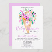 Bloemenschepijs waterverf baby shower per post kaart (Voorkant / Achterkant)