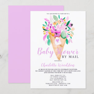 Bloemenschepijs waterverf baby shower per post kaart