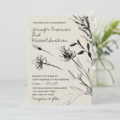 Bloemenschets Botanisch Handgetekend retro papier Kaart (Staand voorkant)