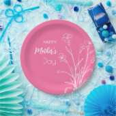 Bloemenschets Gelukkige Moederdag Papieren Bordje (Feest)