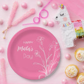 Bloemenschets Gelukkige Moederdag Papieren Bordje (Feest)