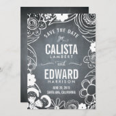 Bloemenschets Save The Date - Schoolbord (Voorkant / Achterkant)