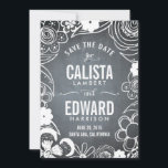 Bloemenschets Save The Date - Schoolbord<br><div class="desc">Moderne en stijlvolle save the date-kaarten van Berry Berry Sweet Designs. Bezoek onze ontwerp-showroom op WWW.BERRYBERRYSWEET.COM voor meer stijlvolle briefpapierontwerpen.</div>