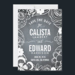 Bloemenschets Save The Date - Schoolbord<br><div class="desc">Moderne en stijlvolle save the date-kaarten van Berry Berry Sweet Designs. Bezoek onze ontwerp-showroom op WWW.BERRYBERRYSWEET.COM voor meer stijlvolle briefpapierontwerpen.</div>