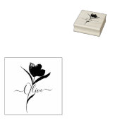 Bloemenschets Waterverf gepersonaliseerde rubberen Rubberstempel (Gestempeld)
