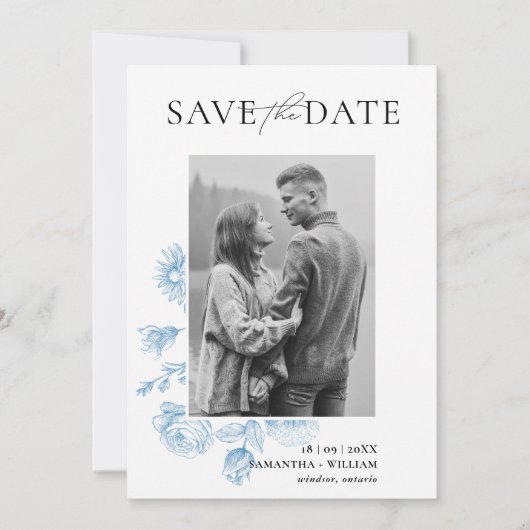 Bloemenschetsel Save the Date Kaart (Voorkant)