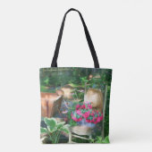 Bloemenschikking olieverfschildering tote bag (Achterkant)