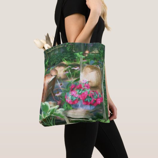 Bloemenschikking olieverfschildering tote bag (Dichtbij)