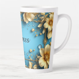 Bloemenschilderij met eigen naam latte mok