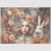 Bloemenschildering Alice Konijn Fantasy Decoupage Tissuepapier (Voorkant)