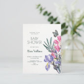 Bloemenschildering baby shower kaart (Staand voorkant)