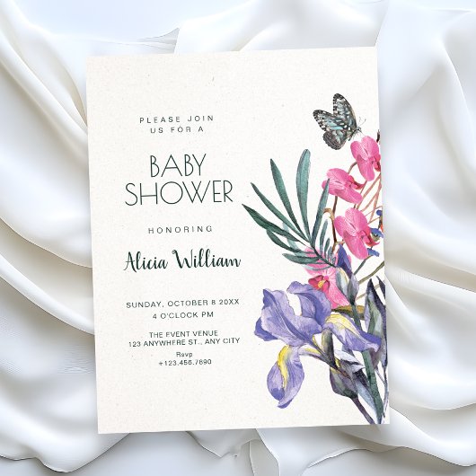 Bloemenschildering baby shower kaart