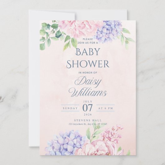 Bloemenschildering Baby Shower Uitnodiging (Voorkant)
