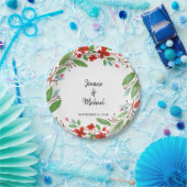 Bloemenschildering bruid bruidegom huwelijk papieren bordje (Feest)