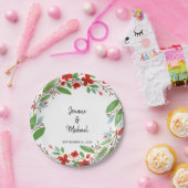 Bloemenschildering bruid bruidegom huwelijk papieren bordje (Feest)