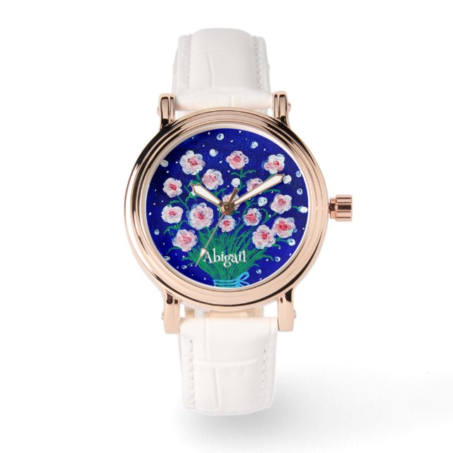 Bloemenschildering Elegante eWatch Horloge  (Voorkant)