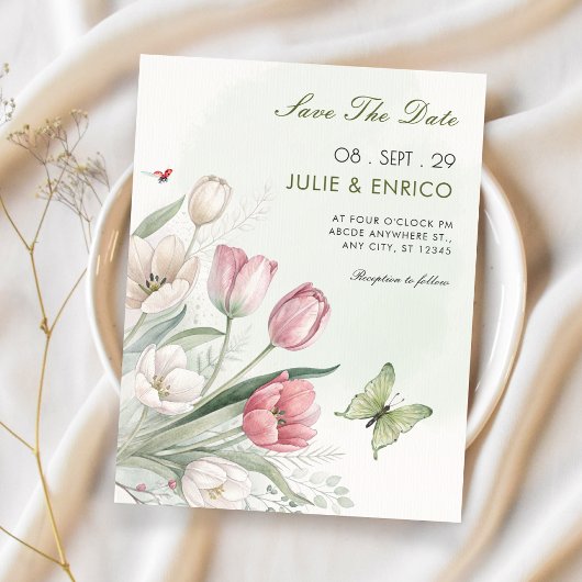 Bloemenschildering elegante trouw save the date