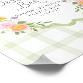 Bloemenschildering Groene Gingham Baby Shower Dess Poster (Hoek)