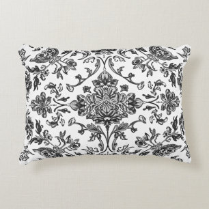 Bloemenschildering in Chinese stijl Zwart & Wit Aq Accent Kussen