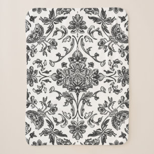 Bloemenschildering in Chinoiserie-stijl Zwart & Wi Sherpa Deken