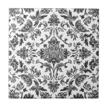 Bloemenschildering in Chinoiserie-stijl Zwart & Wi