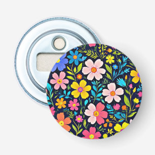 Bloemenschildering in digitale vorm Bloemenpatroon Button Flesopener