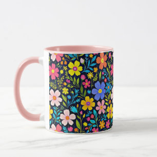 Bloemenschildering in digitale vorm Bloemenpatroon Mok