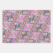 Bloemenschildering in roze Venetiaans blauw ceder Inpakpapier Vel (Voorkant)