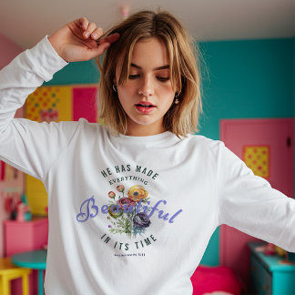 Bloemenschildering in waterverf Bijbelse Schriftuu T-shirt