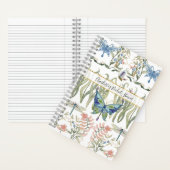 Bloemenschildering in waterverf Blauw en Roze Vlin Notitieboek (Binnen)