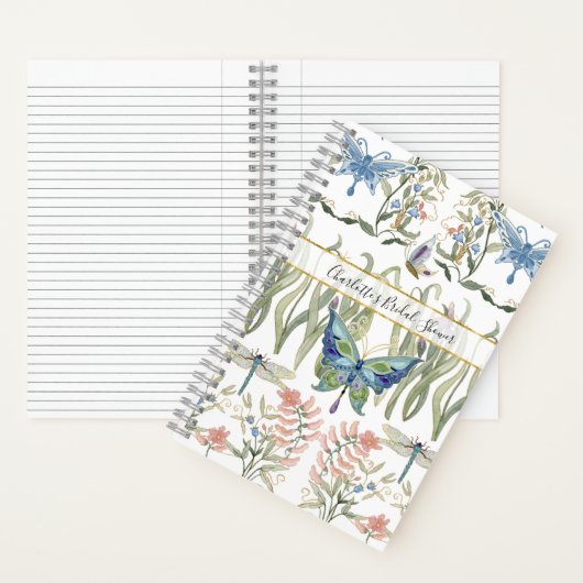 Bloemenschildering in waterverf Blauw en Roze Vlin Notitieboek (Binnen)