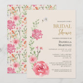 Bloemenschildering in waterverf Bruidsdouche Kaart (Voorkant / Achterkant)