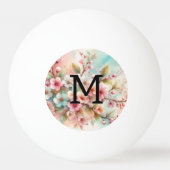 Bloemenschildering in waterverf met monogram roze pingpongbal (Achterkant)