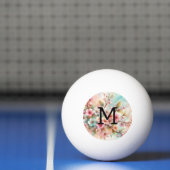 Bloemenschildering in waterverf met monogram roze pingpongbal (Net)