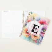 Bloemenschildering in waterverf met monogram roze planner (Display)