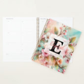 Bloemenschildering in waterverf met monogram roze planner (Display)