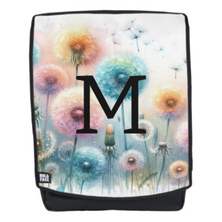 Bloemenschildering in waterverf met monogram roze  rugtassen