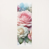 Bloemenschildering in waterverf met monogram roze yogamat (Achterkant)