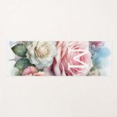 Bloemenschildering in waterverf met monogram roze yogamat (Voorkant (horizontaal))