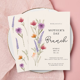 Bloemenschildering in waterverf Moederdag Brunch Kaart
