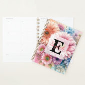 Bloemenschildering in waterverf monogram roze gerb planner (Display)