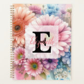 Bloemenschildering in waterverf monogram roze gerb planner (Voorkant)