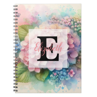 Bloemenschildering in waterverf monogram roze hort notitieboek