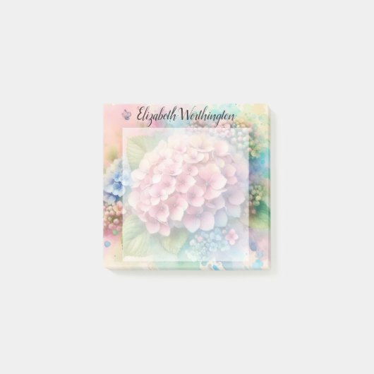 Bloemenschildering in waterverf monogram roze hort post-it® notes (Voorkant)