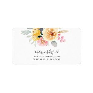 Bloemenschildering in waterverf Pastel Schrift Ret Etiket