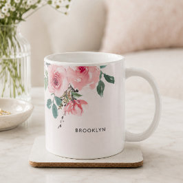 Bloemenschildering in waterverf Roze Sfeervol Koffiemok