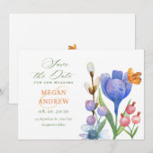 Bloemenschildering in waterverf save the date (Voorkant / Achterkant)