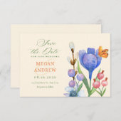 Bloemenschildering in waterverf save the date (Voorkant / Achterkant)